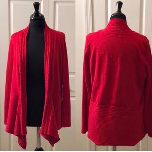 RED CARDIGAN OPEN FRONT SWEATER XL EUC